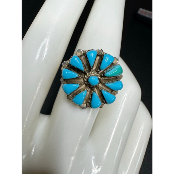 Unbranded Jewelry - Women's Unbranded flower Ring Size 8 Blue turquoise multi stone sterllng Silver
